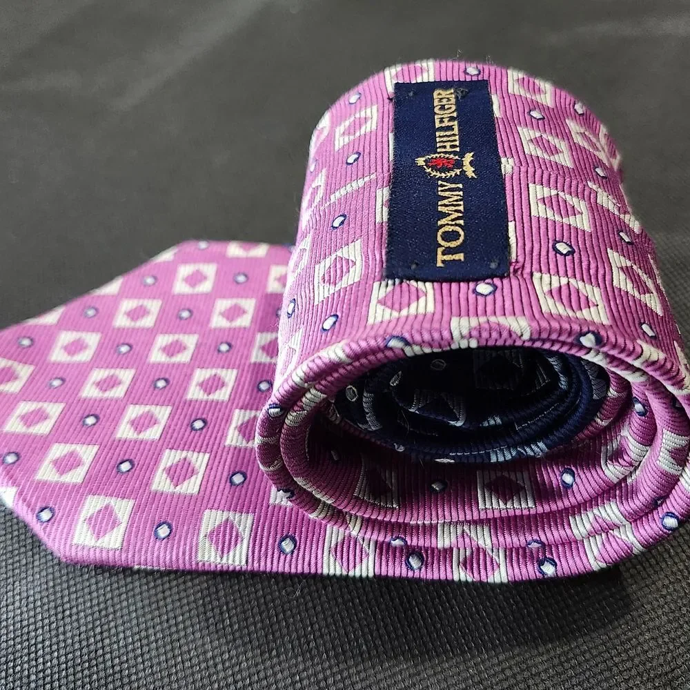 Tommy Hilfiger Pink Geometric Tie